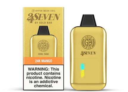 24 Seven Gold Bar 24K Puffs 5% Nicotine Disposable