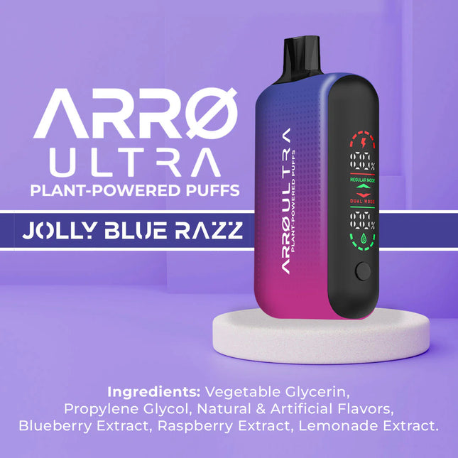 Arro Ultra 15000 ZERO Nicotine Plant-Powered Puffs Juice and Battery Display