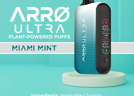 Arro Ultra 15000 ZERO Nicotine Plant-Powered Puffs Juice and Battery Display