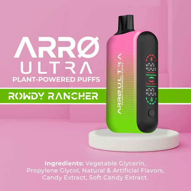 Arro Ultra 15000 ZERO Nicotine Plant-Powered Puffs Juice and Battery Display