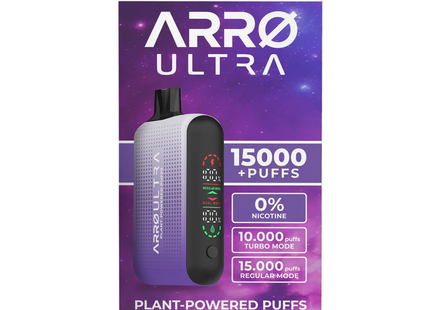 Arro Ultra 15000 ZERO Nicotine Plant-Powered Puffs Juice and Battery Display