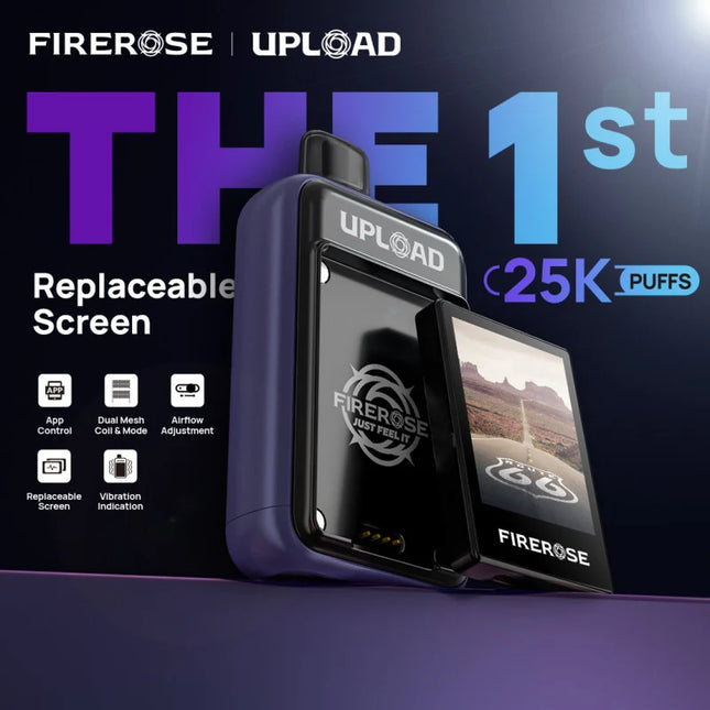 FIREROSE Upload 25K Puffs The First Replaceable Screen 5% Disposable