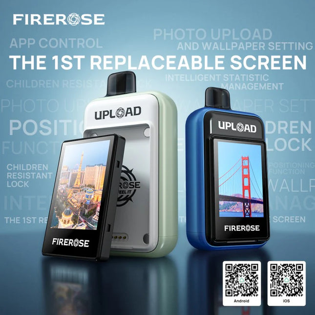 FIREROSE Upload 25K Puffs The First Replaceable Screen 5% Disposable