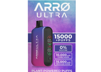 Arro Ultra 15000 ZERO Nicotine Plant-Powered Puffs Juice and Battery Display