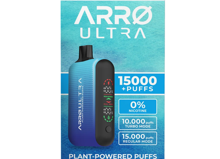 Arro Ultra 15000 ZERO Nicotine Plant-Powered Puffs Juice and Battery Display