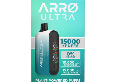 Arro Ultra 15000 ZERO Nicotine Plant-Powered Puffs Juice and Battery Display