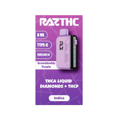 RAZ THCA Liquid Diamonds + THCP 6ML Vape Granddaddy Purple Indica