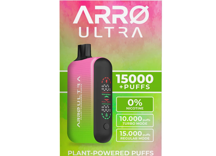 Arro Ultra 15000 ZERO Nicotine Plant-Powered Puffs Juice and Battery Display